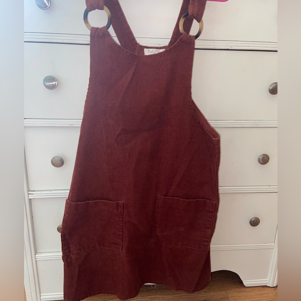 Burgundy corduroy, overal dress
